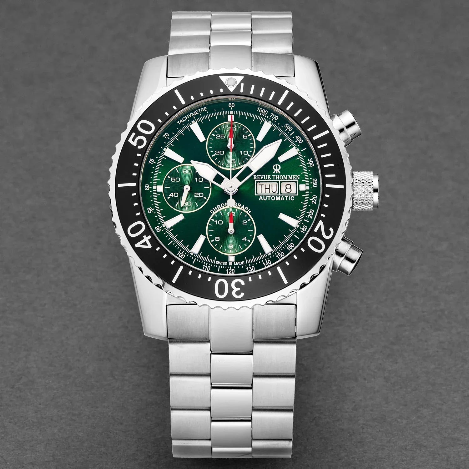 Revue Thommen Diver Men's Green Stainless Steel Automatic Chronograph Watch