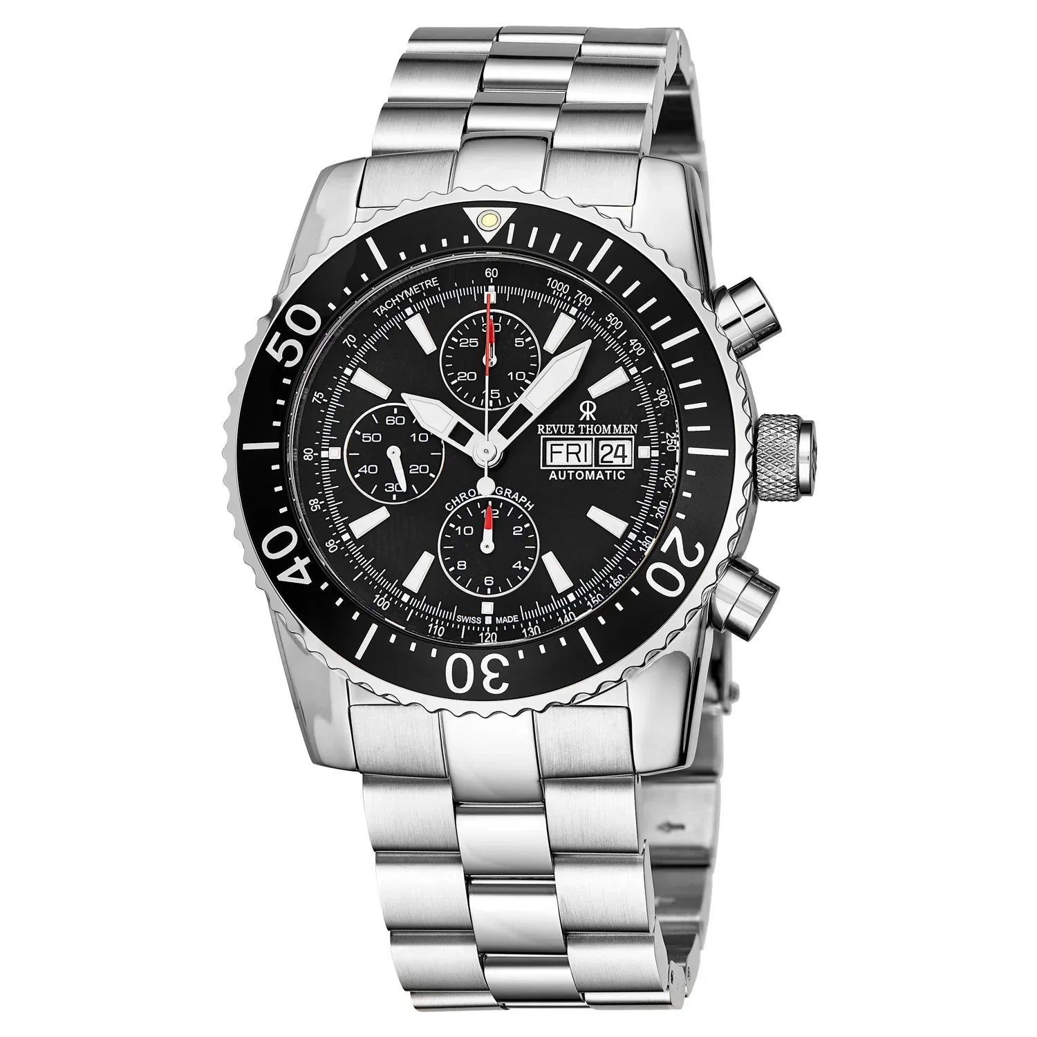 Revue Thommen Diver Men's Black Stainless Steel Automatic Chronograph Watch