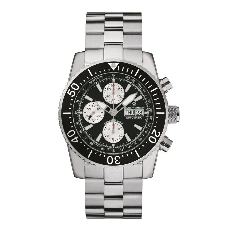 Revue Thommen Diver Professional Men's Black Chronograph Stainless Steel Automatic Watch