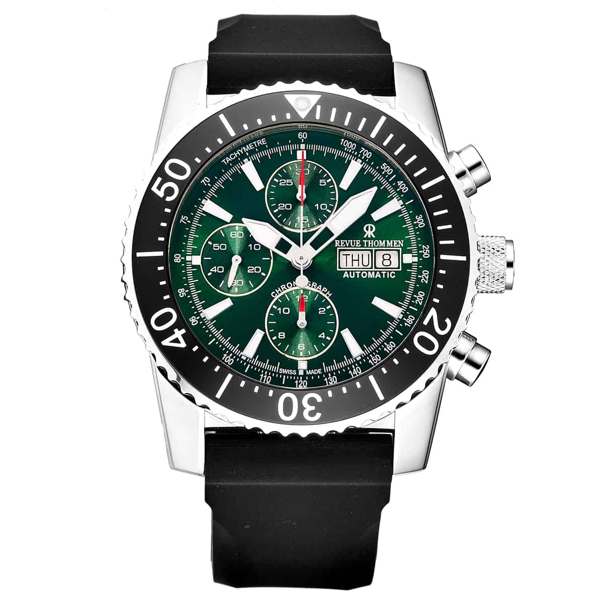 Revue Thommen Airspeed Men's Green Rubber Strap Chronograph Automatic Watch