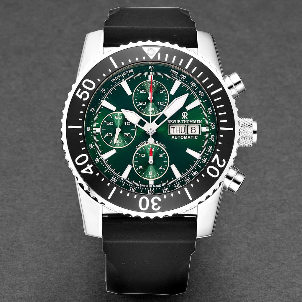 Revue Thommen Airspeed Men's Green Rubber Strap Chronograph Automatic Watch