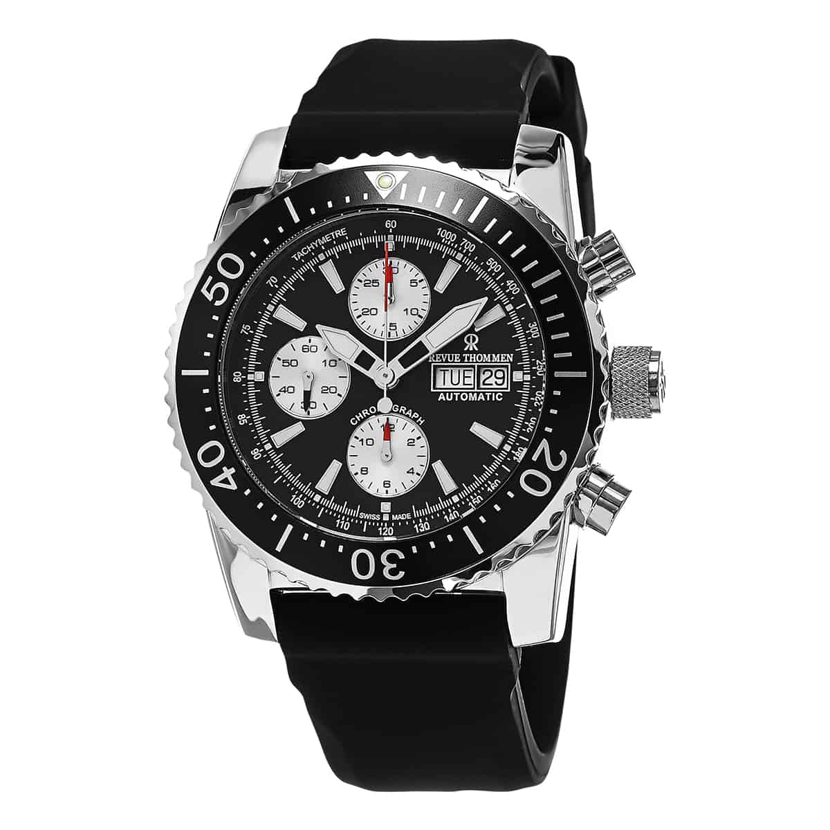 Revue Thommen Air Speed Men's 45mm Black Automatic Chronograph Watch