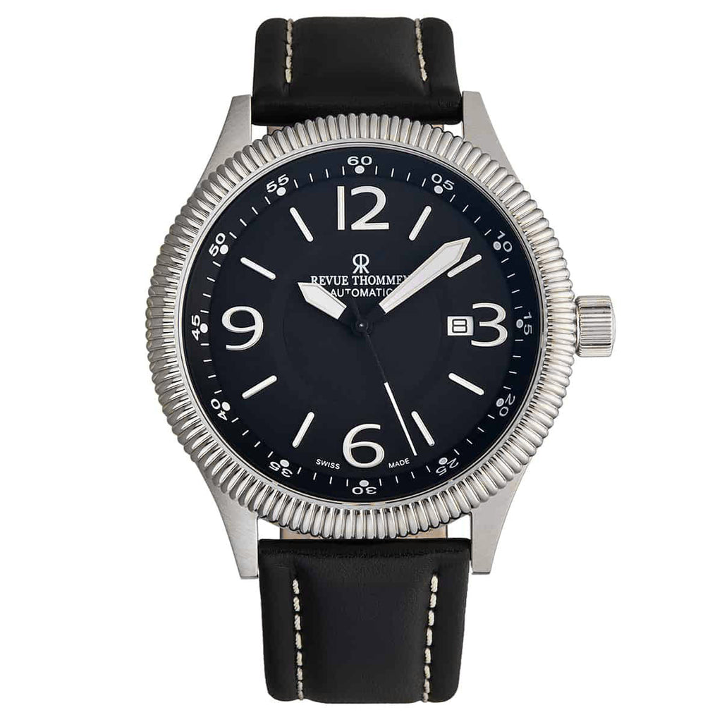 Revue Thommen Pilot Men's 44mm Stainless Steel Black Automatic Watch
