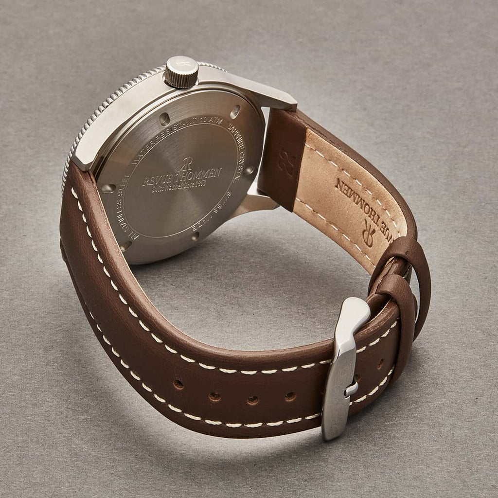 Revue Thommen Pilot Automatic Brown Leather Strap Men's Watch