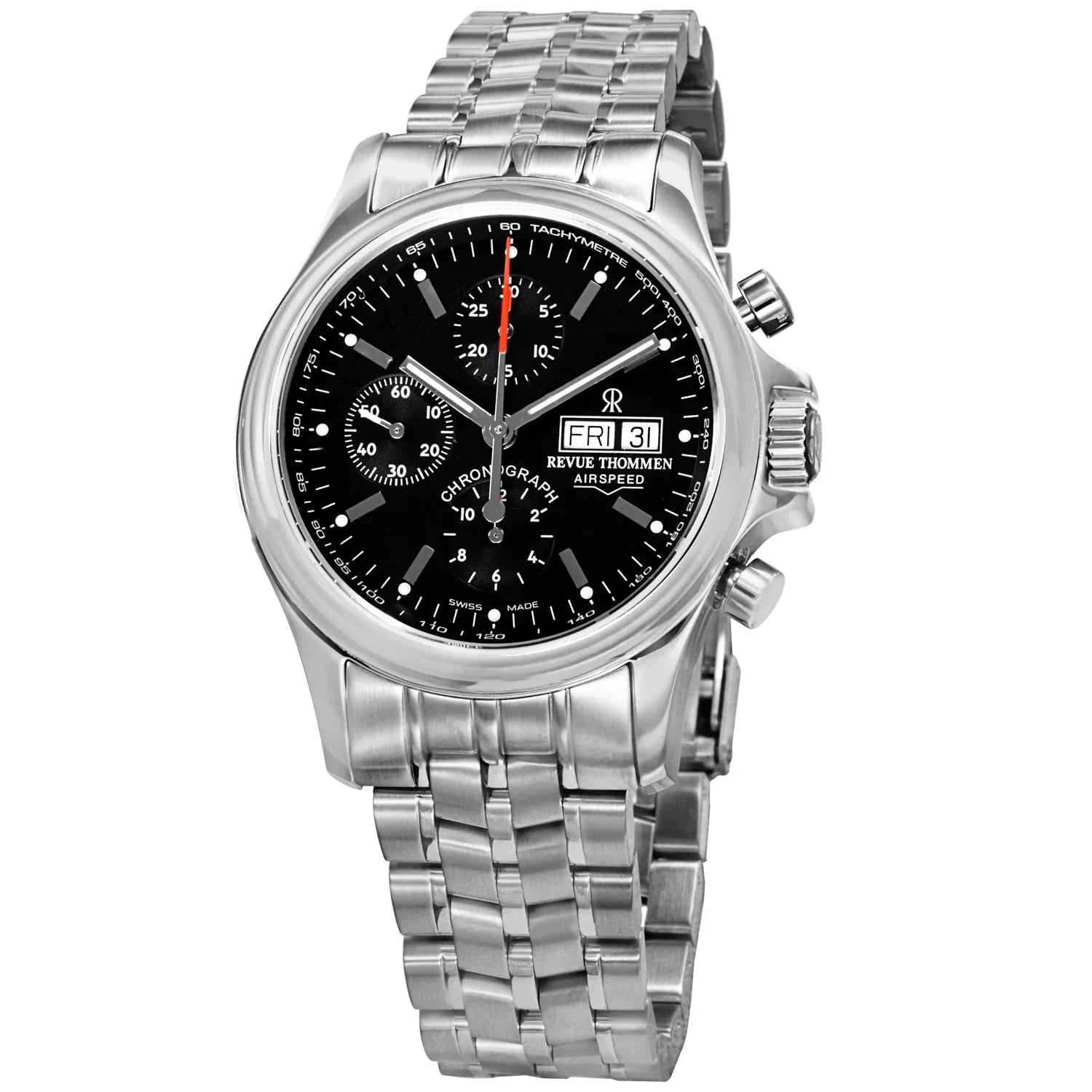 Revue Thommen Pilot Men's Black Stainless Steel Automatic Chronograph Watch