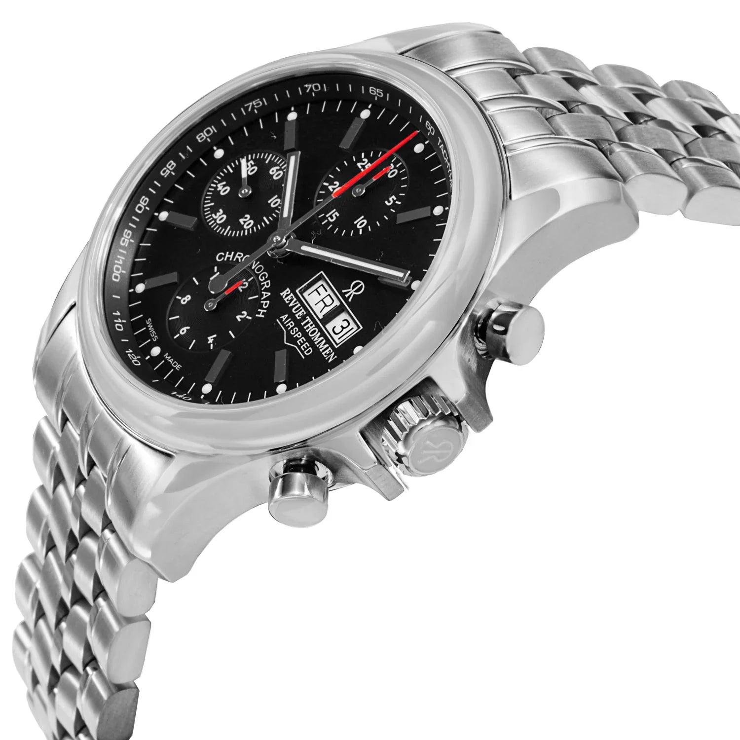 Revue Thommen Pilot Men's 42mm Black Automatic Chronograph Watch