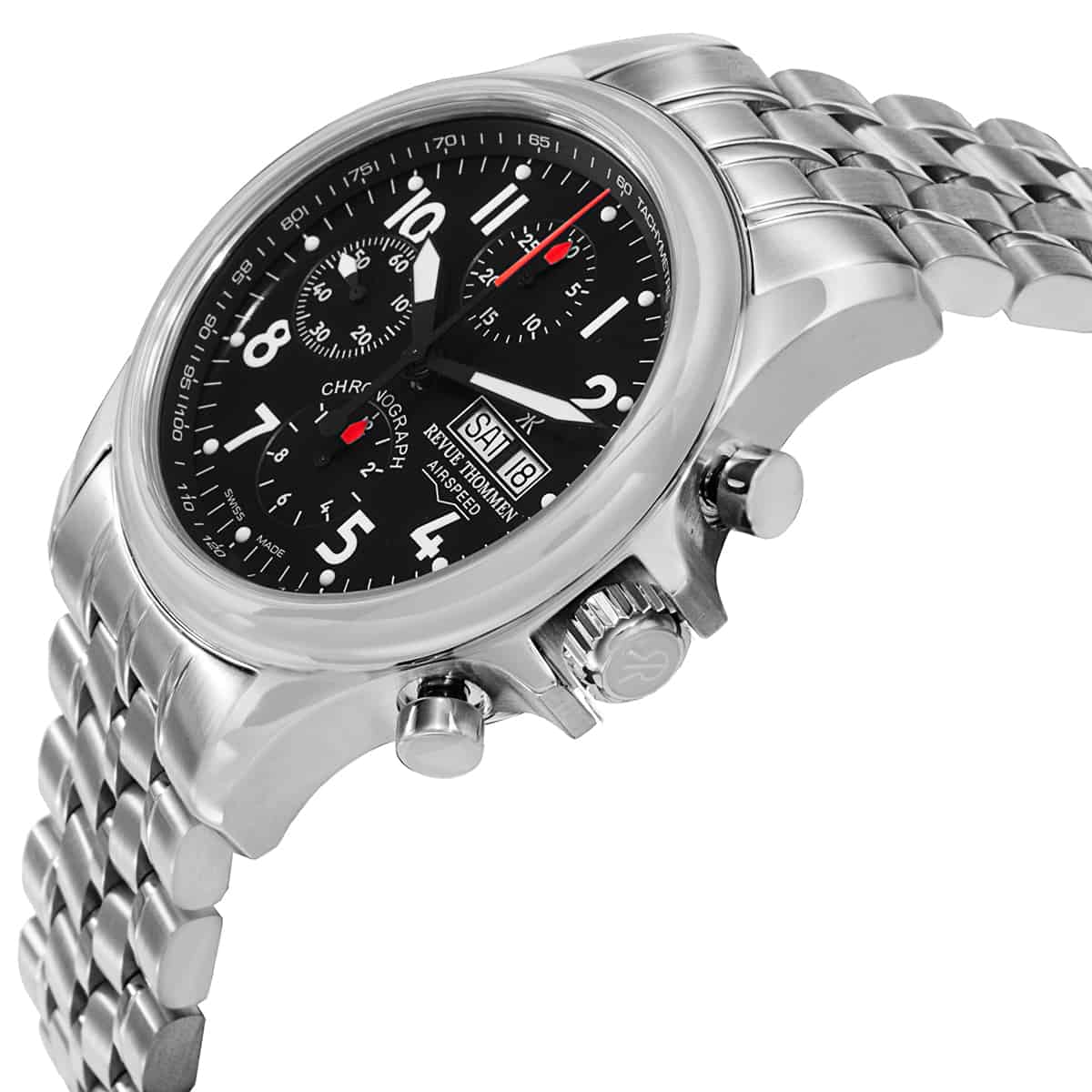 Revue Thommen Pilot Men's Black Stainless Steel Automatic Chronograph Watch