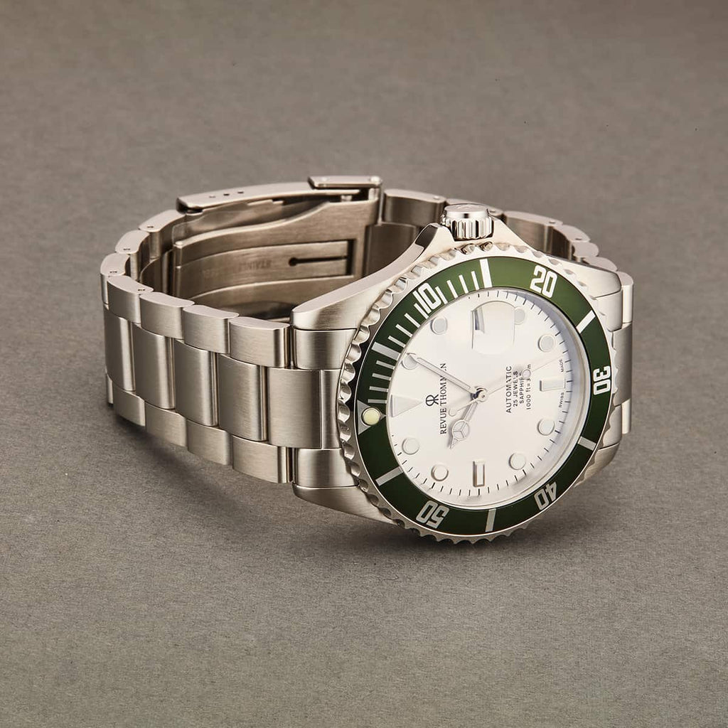 Revue Thommen Diver Men's 42mm Stainless Steel Silver Green Automatic Watch
