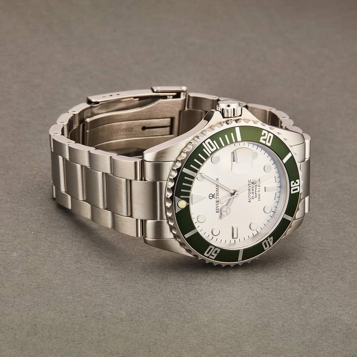 Revue Thommen Diver Men's 42mm Stainless Steel Silver Green Automatic Watch
