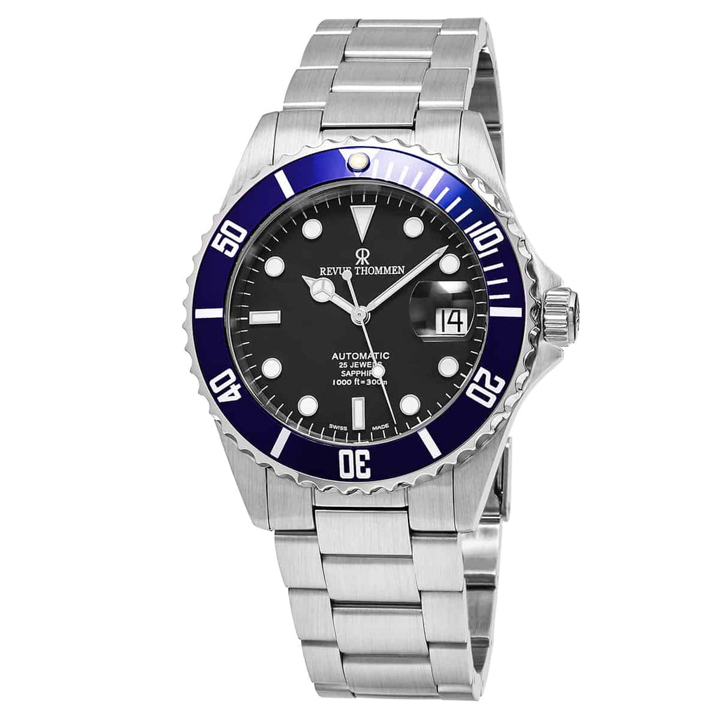Revue Thommen Diver Men's Black Dial Stainless Steel Automatic Watch