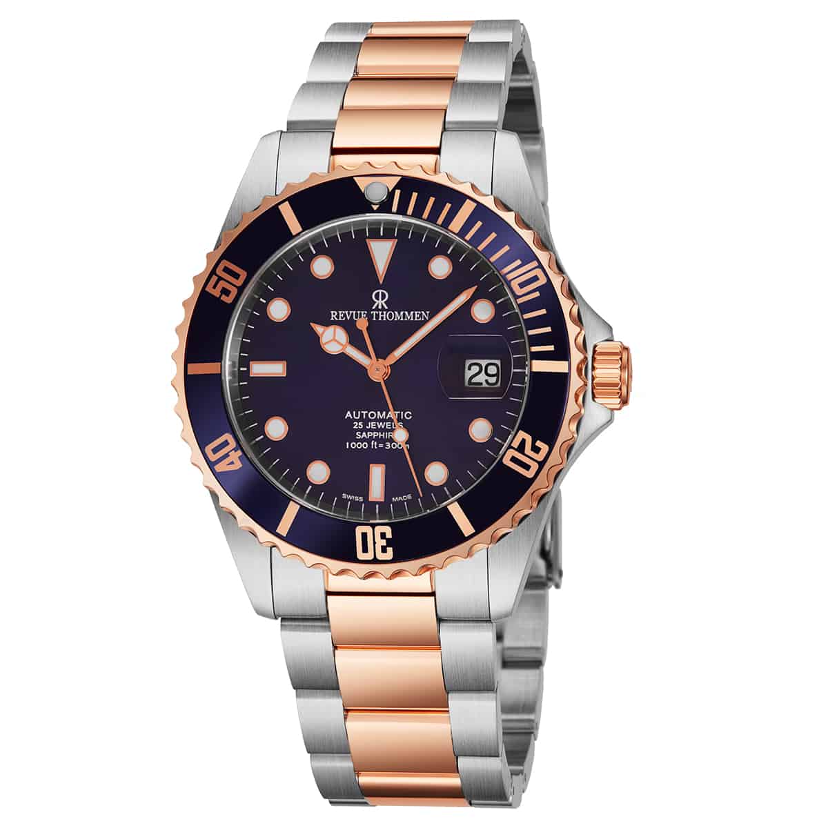Revue Thommen Diver Men's Blue Dial Two-Tone Stainless Steel Automatic Watch