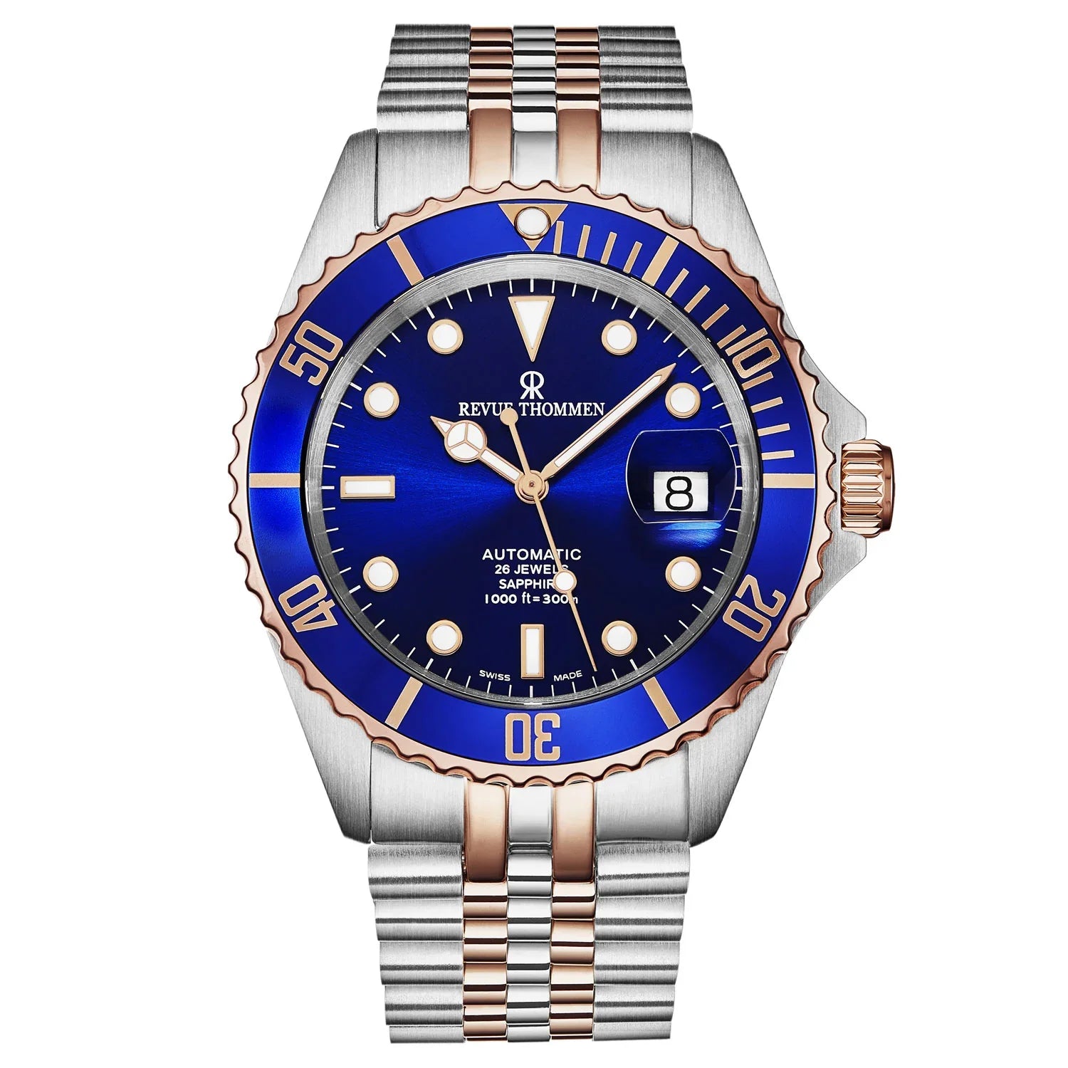Revue Thommen Men's Diver Blue Two-Tone Stainless Steel Automatic Watch