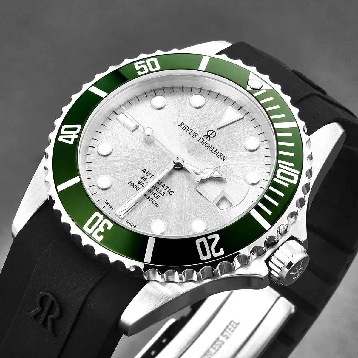 Revue Thommen Diver Men’s 42mm Silver Green Automatic Watch