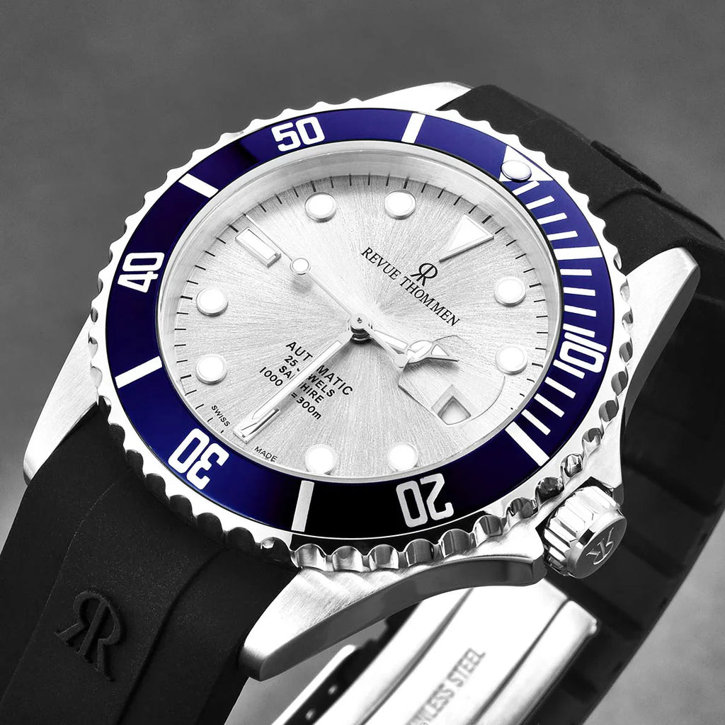 Revue Thommen Diver Men's 42mm Silver Blue Automatic Watch