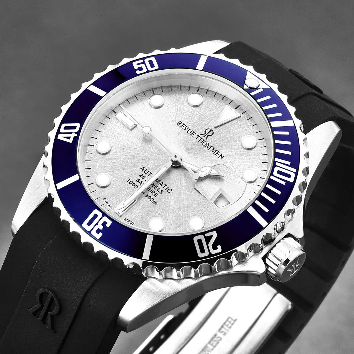 Revue Thommen Diver Men's 42mm Silver Blue Automatic Watch