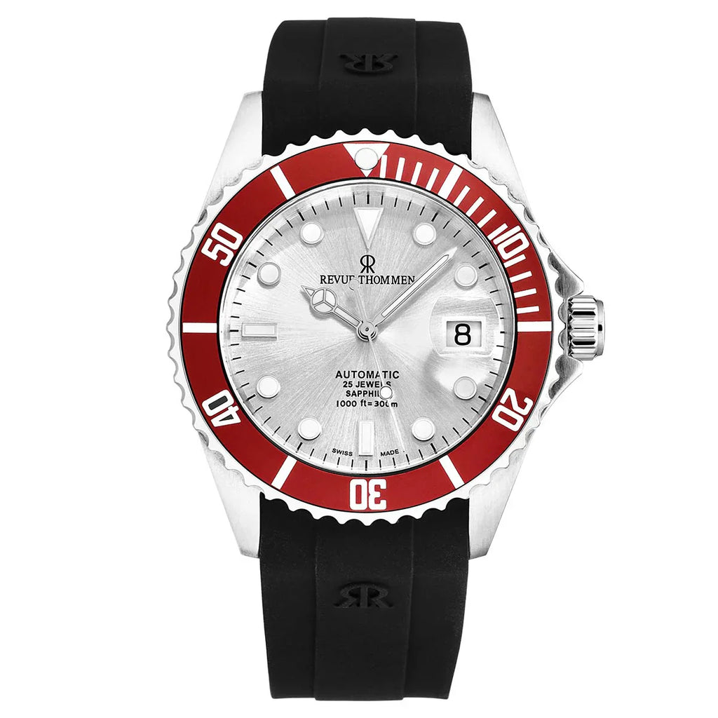 Revue Thommen Diver Men's Silver Red Automatic Watch