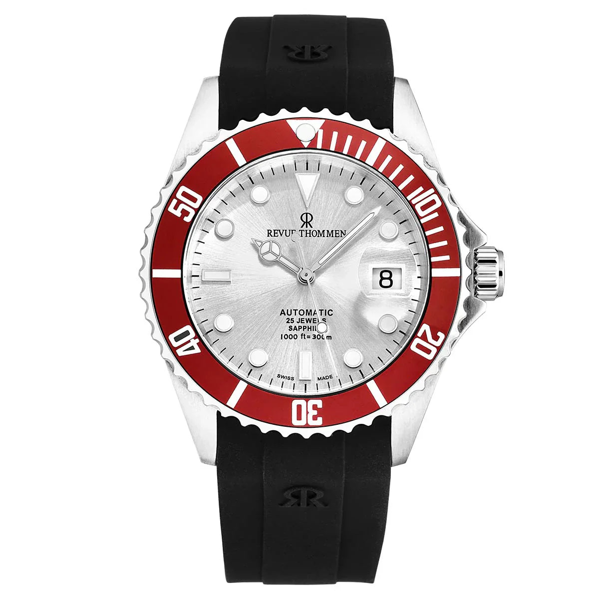 Revue Thommen Diver Men's Silver Red Automatic Watch