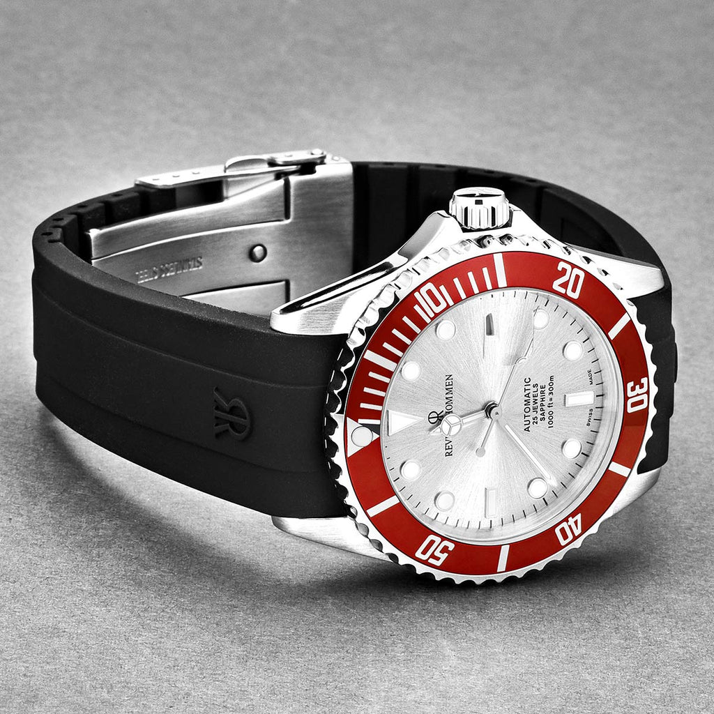 Revue Thommen Diver Men's Silver Red Automatic Watch