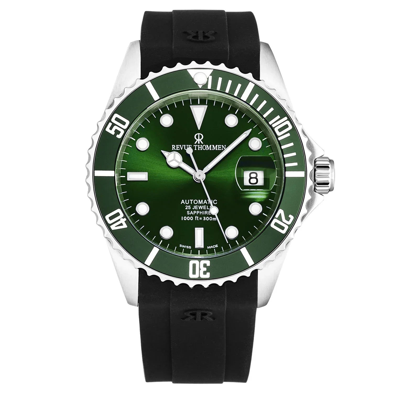 Revue Thommen Diver Men's Green Rubber Strap Swiss Automatic Watch
