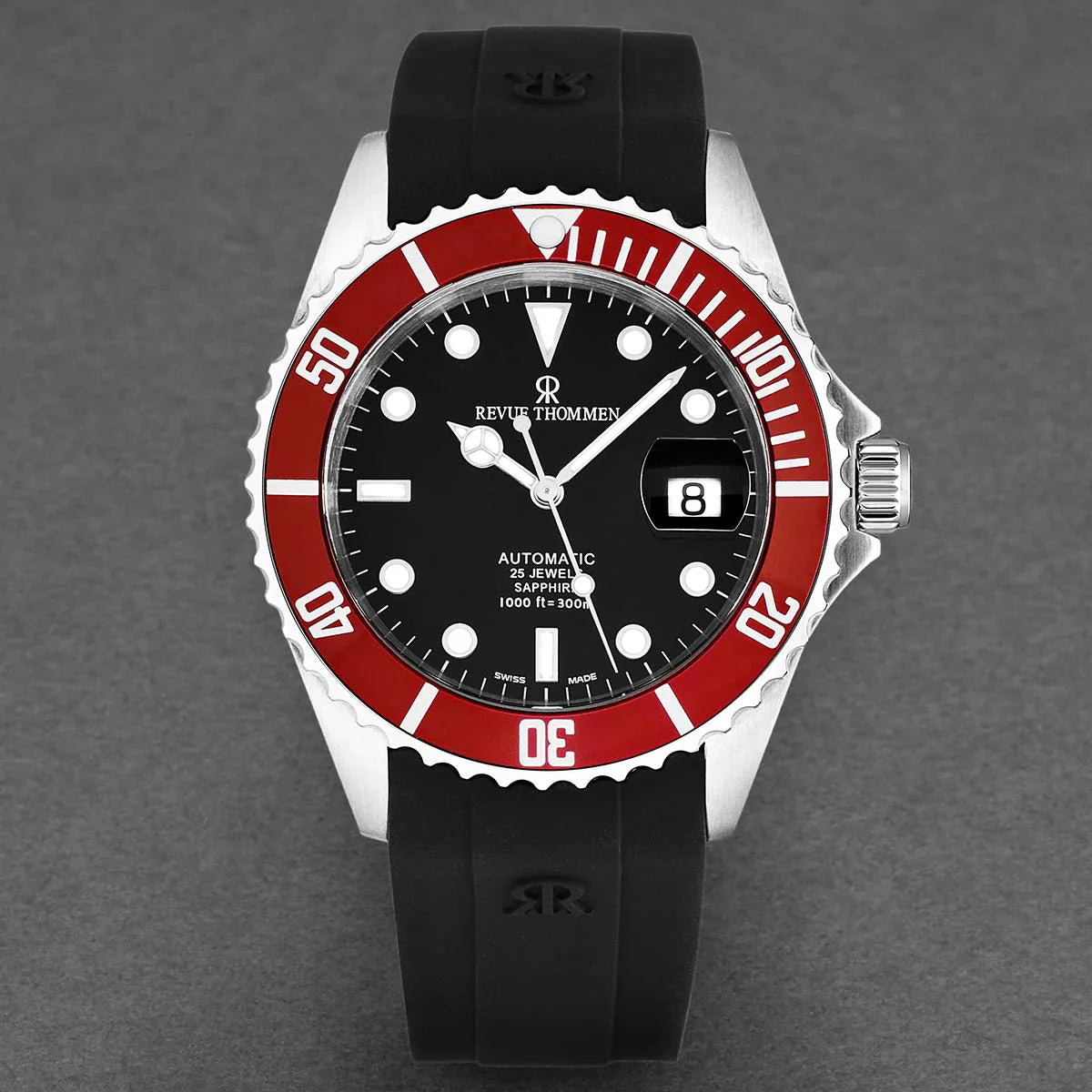 Revue Thommen Diver Men's 42mm Black Red Automatic Watch