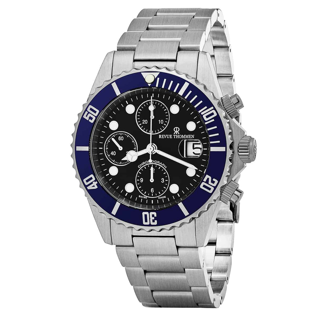 Revue Thommen Diver Men's Black Chronograph Stainless Steel Automatic Watch