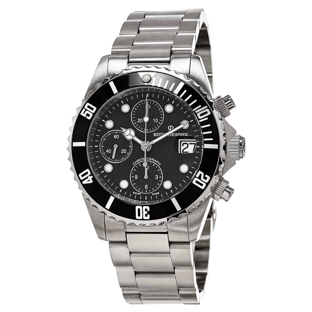 Revue Thommen Diver Men's Black Chronograph Stainless Steel Automatic Watch