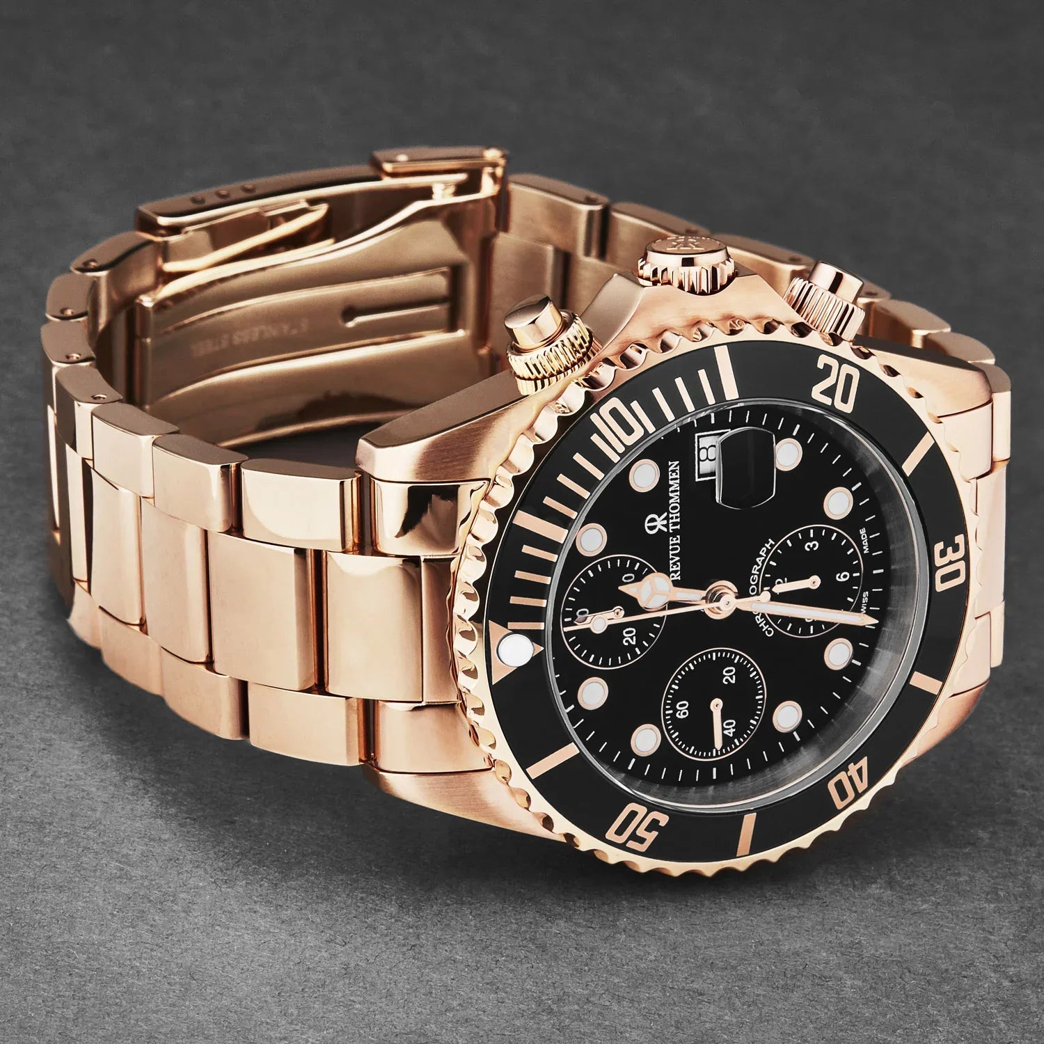 Revue Thommen Diver Men's Black Chronograph Automatic Watch