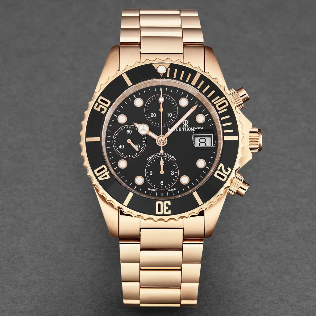 Revue Thommen Diver Men's Black Chronograph Automatic Watch
