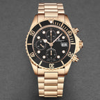 Revue Thommen Diver Men's 42mm Black Rose Gold Chronograph Automatic Watch