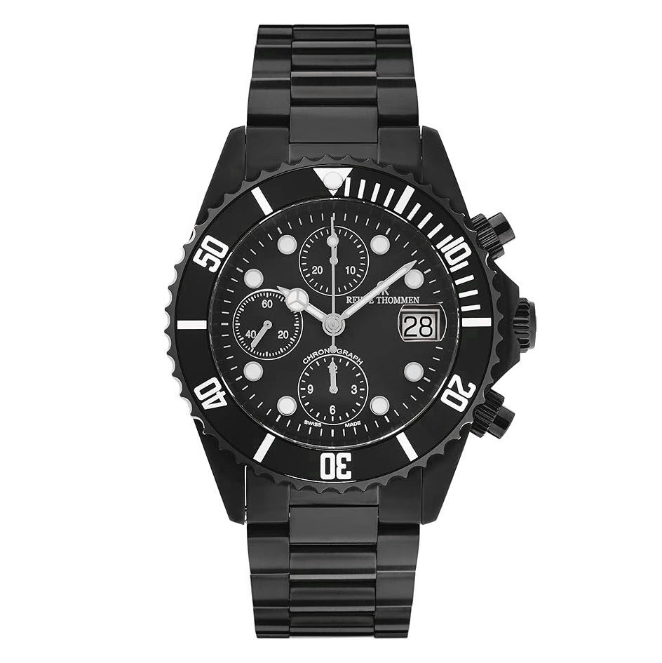Revue Thommen XL Diver Men's Black Chronograph Automatic Watch