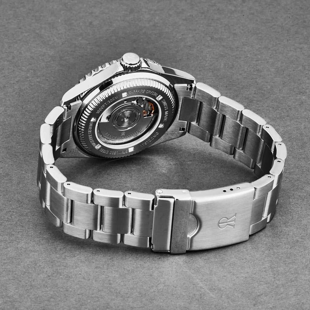 Revue Thommen Diver Men's Black Dial Black and Blue Bezel GMT Automatic Watch