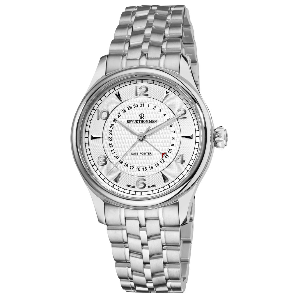 Revue Thommen XLarge Men's 43mm Silver Date Pointer Automatic Watch