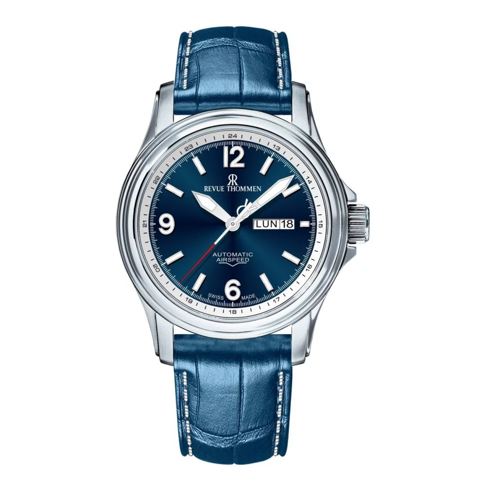 Revue Thommen Men's Airspeed 44mm Blue Automatic Watch