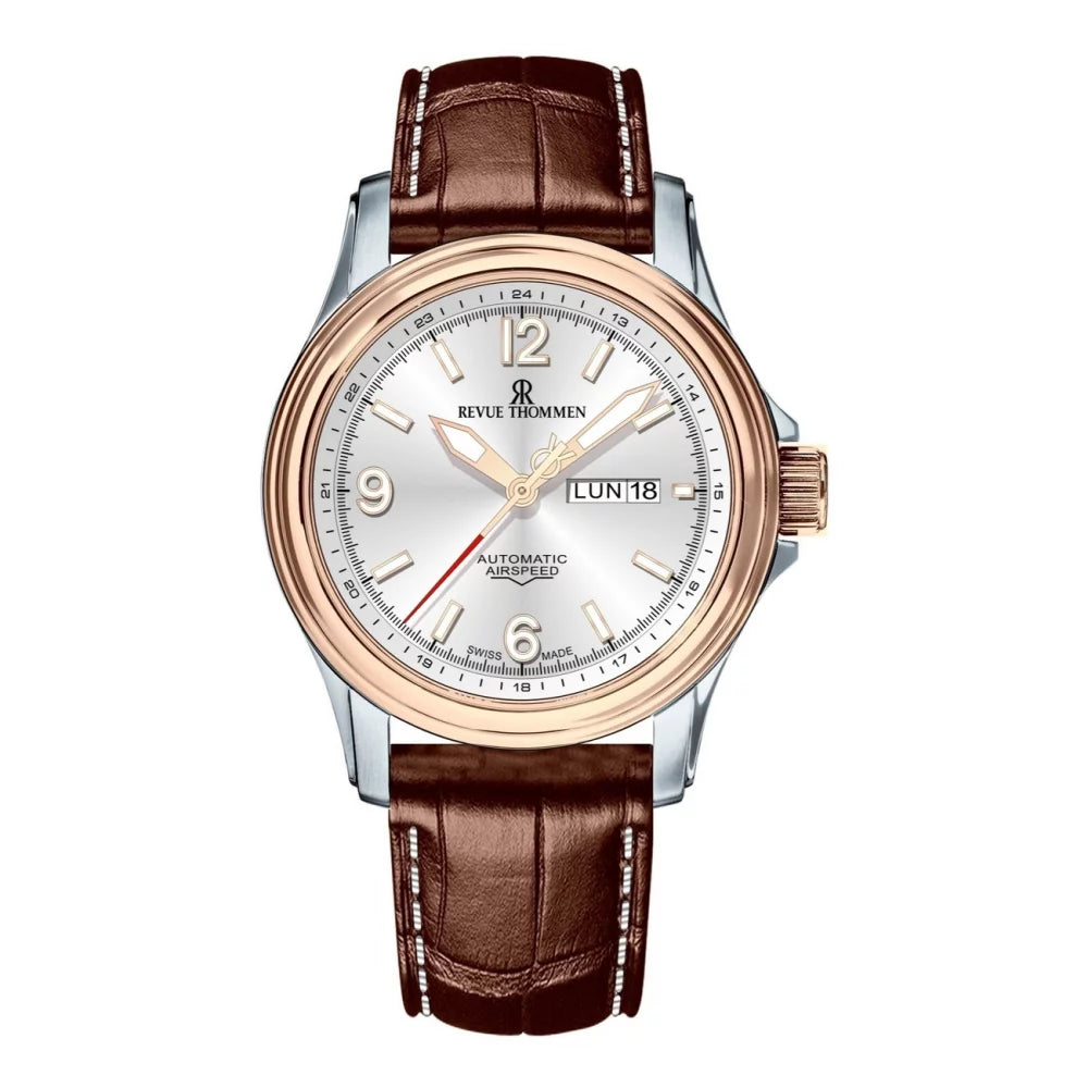Revue Thommen Men's Airspeed 44mm Bicolour Brown Automatic Watch