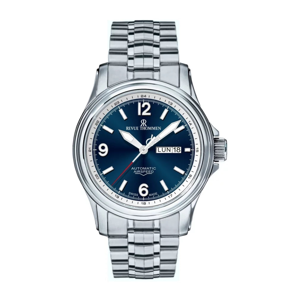 Revue Thommen Men's Airspeed Blue Stainless Steel Automatic Watch