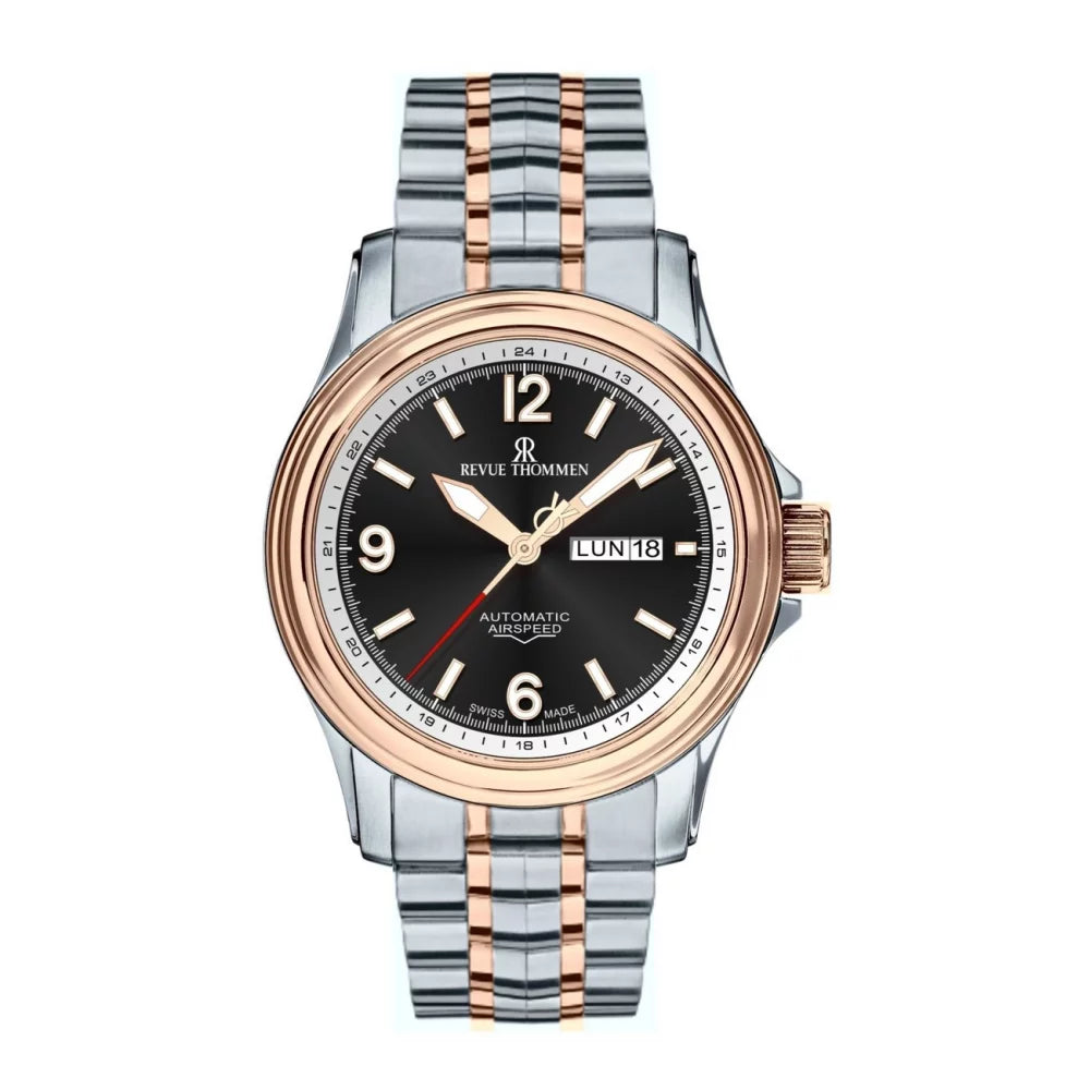 Revue Thommen Men's Airspeed XL Automatic Bicolour Black Stainless Steel Watch