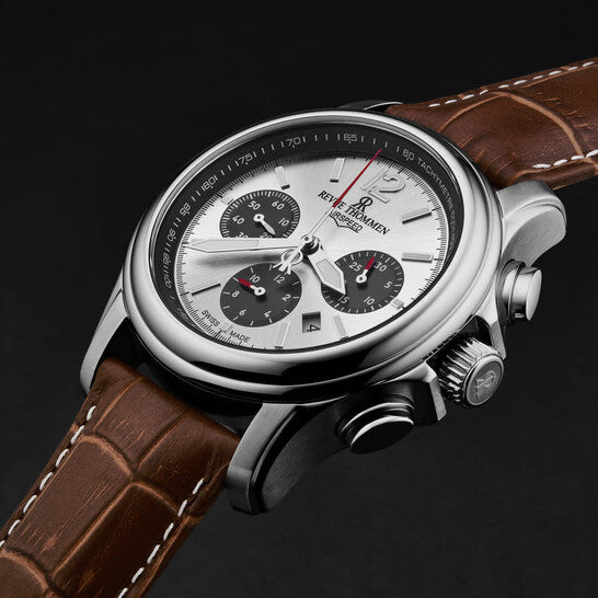 Revue Thommen Men's Airspeed Chronograph Silver Brown Leather Automatic Watch