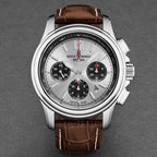Revue Thommen Men's Airspeed XL 44mm Chronograph Silver Brown Automatic Watch