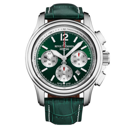 Revue Thommen Men's Airspeed Chronograph Green Leather Automatic Watch