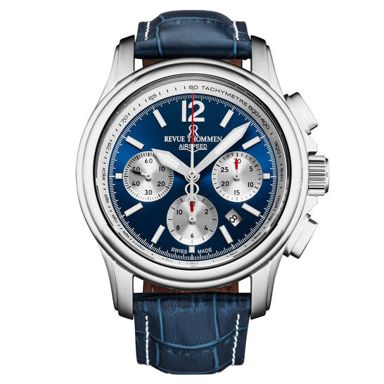 Revue Thommen Men's Airspeed Chronograph Blue Leather Automatic Watch