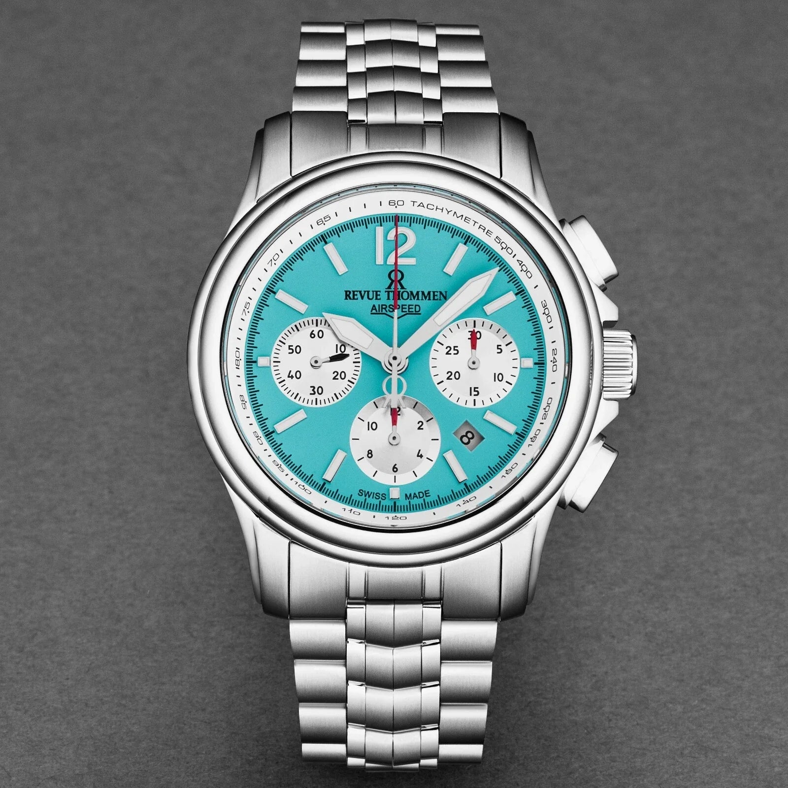 Revue Thommen Men's Airspeed XL 44mm Chronograph Automatic Glacier Blue Watch