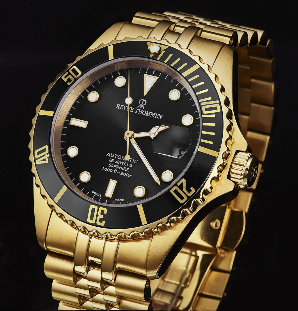 Revue Thommen Men's Diver Black Gold Automatic Watch
