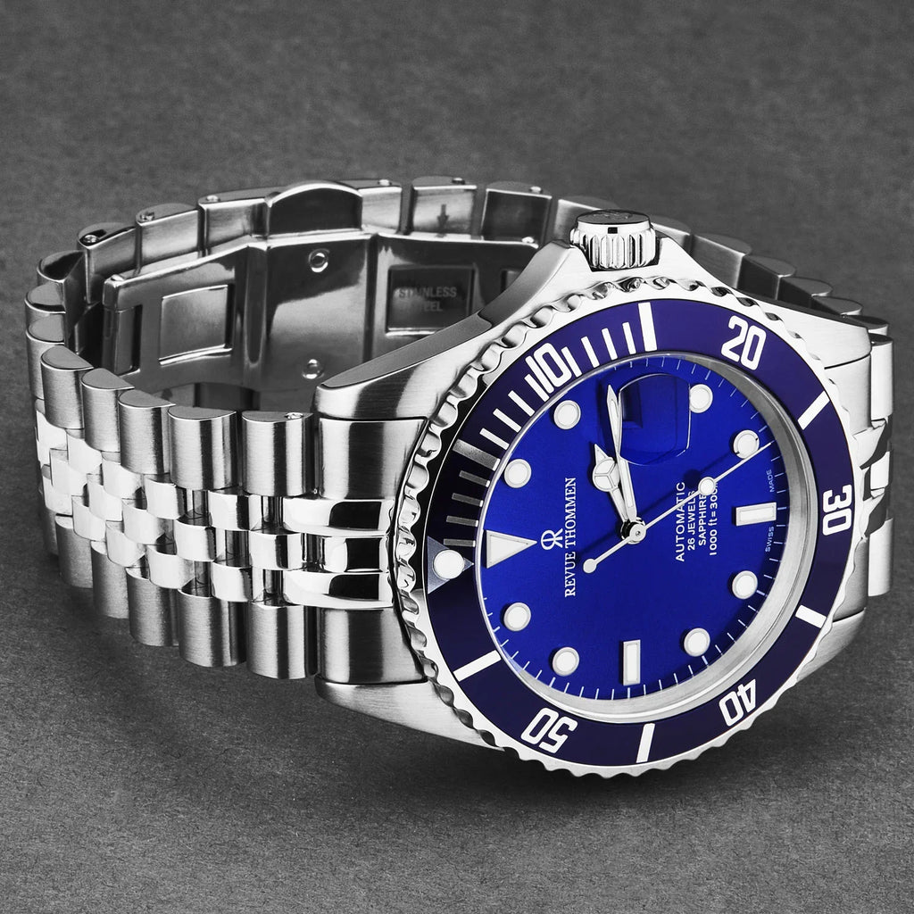 Revue Thommen Blue Dial Steel 'Diver' Automatic Men's Watch