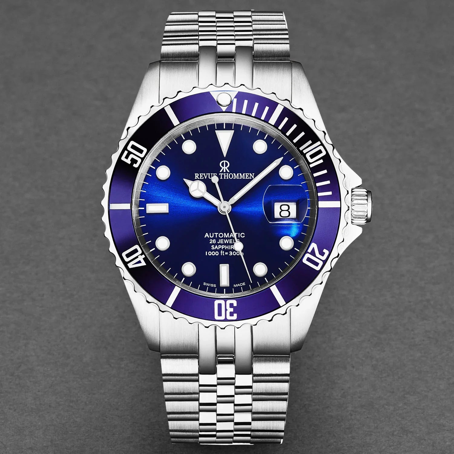 Revue Thommen Blue Dial Steel 'Diver' Automatic Men's Watch