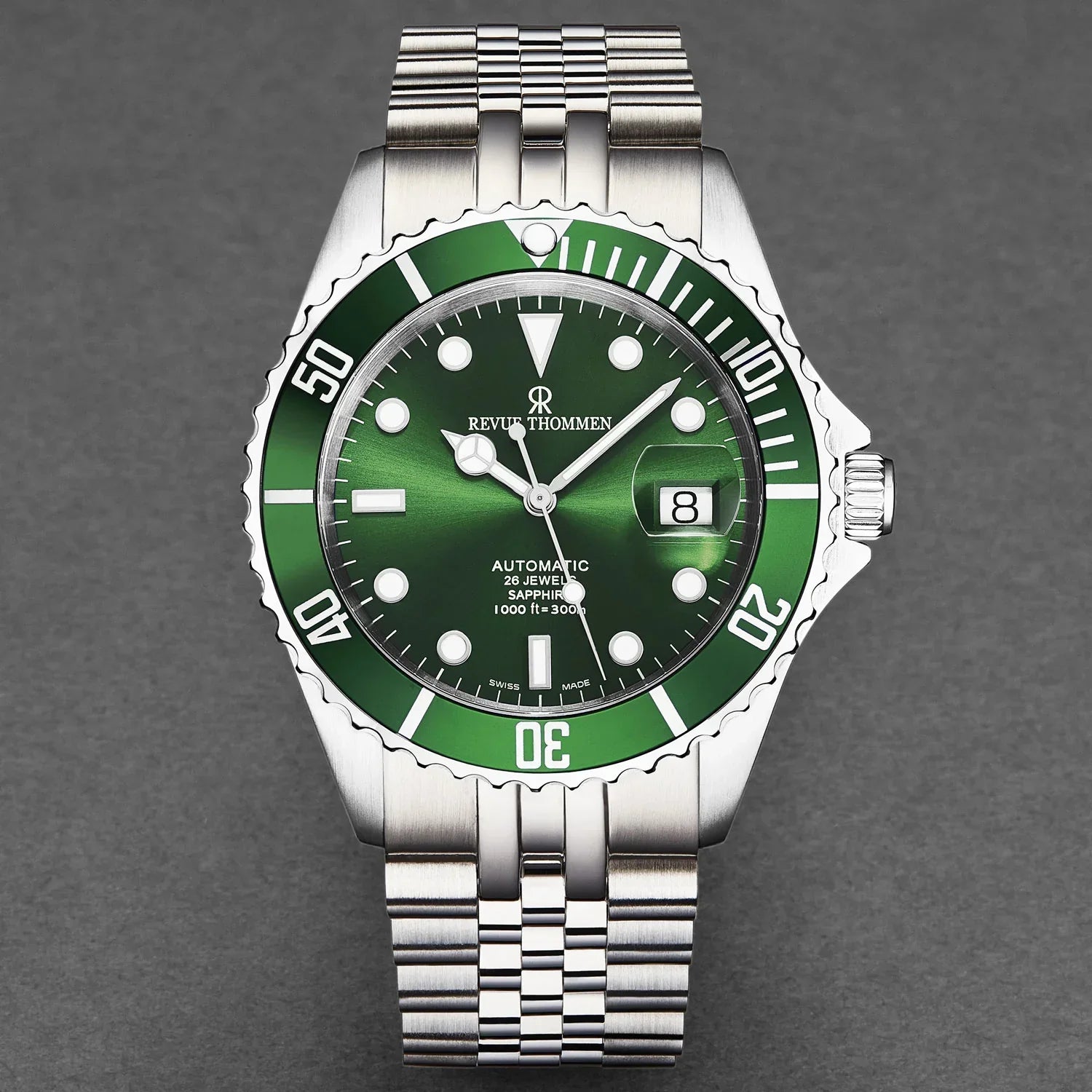 Revue Thommen Men's Diver Stainless Steel 42mm Green Automatic Watch