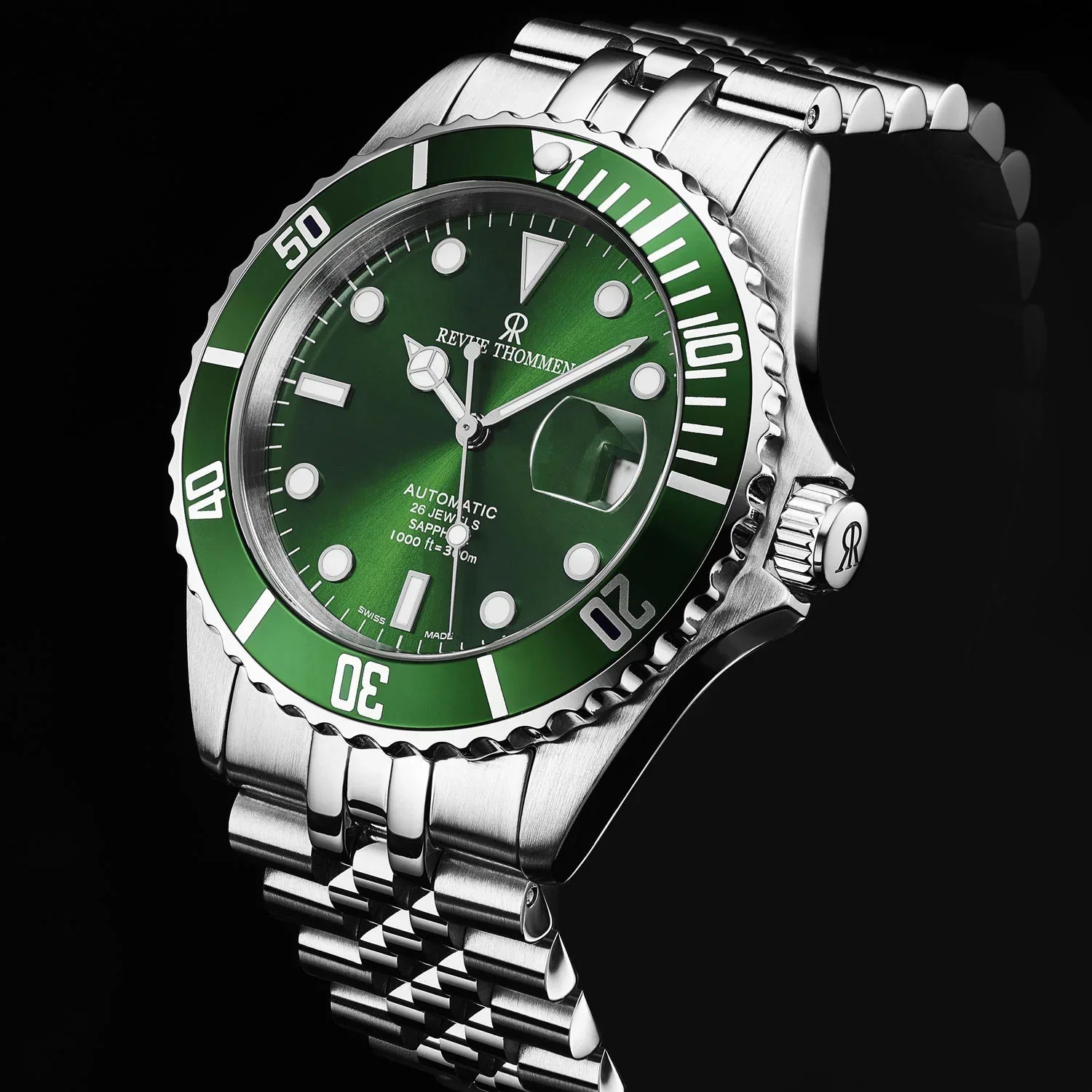 Revue Thommen Men's Diver Stainless Steel 42mm Green Automatic Watch