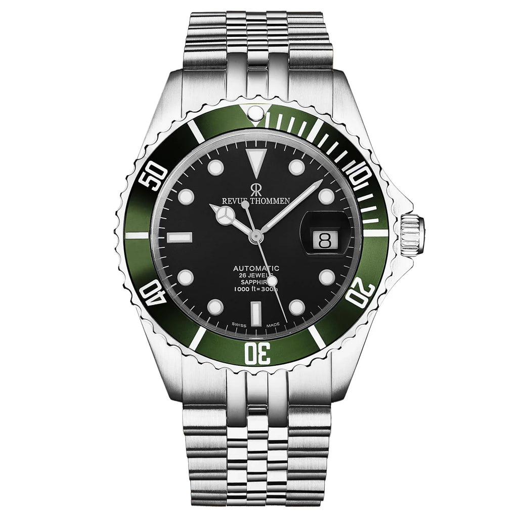 Revue Thommen Diver Men’s 42mm Black Green Automatic Watch