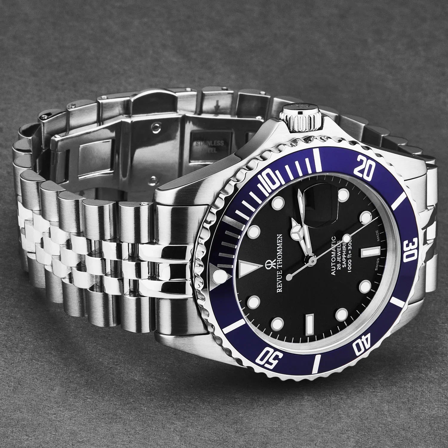 Revue Thommen Diver Men’s Stainless Steel Black Blue Automatic Watch