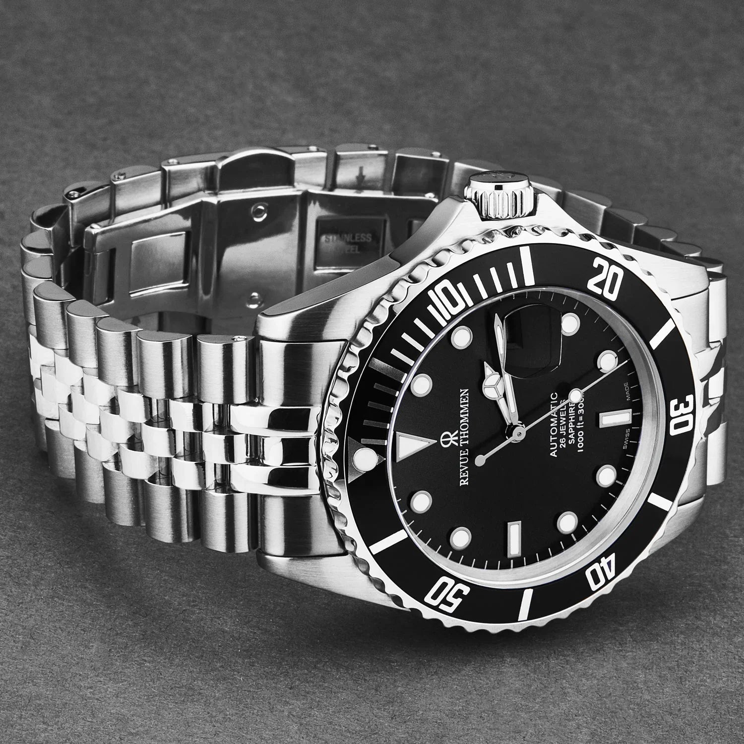Revue Thommen Men's Diver 42mm Black Stainless Steel Automatic Watch
