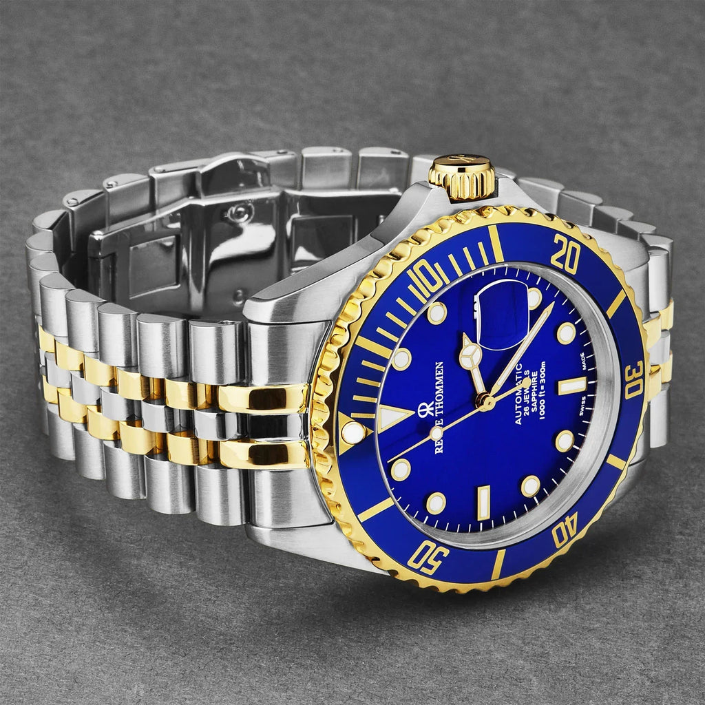 Revue Thommen Men's Diver Blue Two-Tone Stainless Steel Automatic Watch